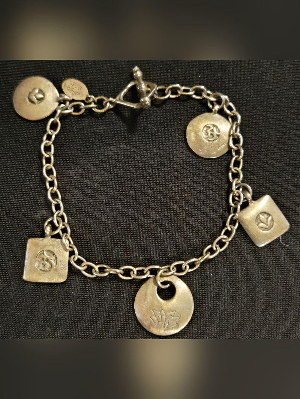 Sterling Silver Charm Chain Bracelet - Silver Lotus Discs
